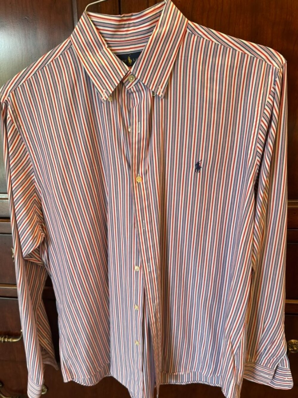 Mens Ralph Lauren red white and blue stripe shirt - XL